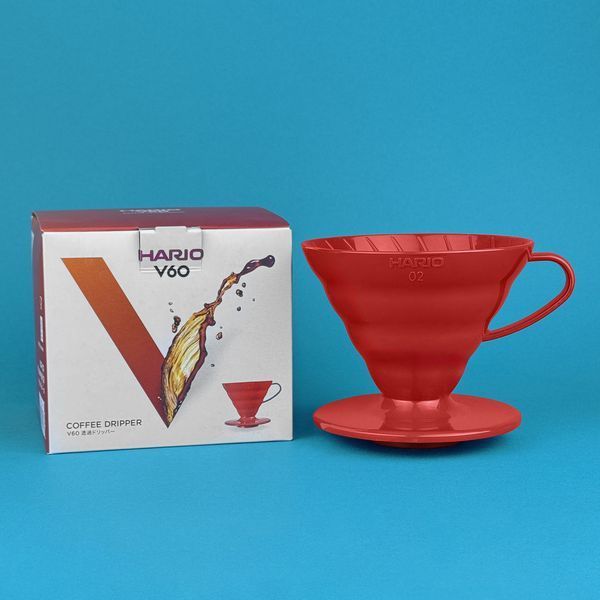 Пуровер Hario V60 02 пластиковый красный для фильтр кофе 1-4 чашки vdr-02-r фото