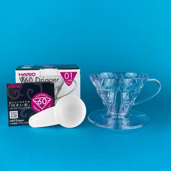Пуровер Hario V60 01 пластиковый прозрачный для фильтр кофе 1-2 чашки vd-01t фото