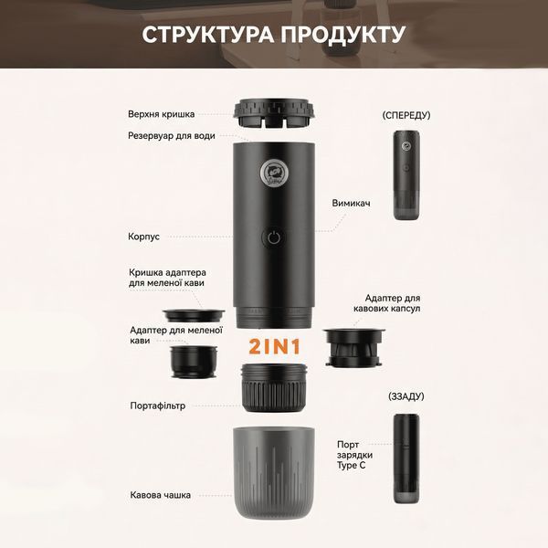 Кофеварка портативный iCafilas Portable Espresso Maker ME2604 Белый ME2604W фото