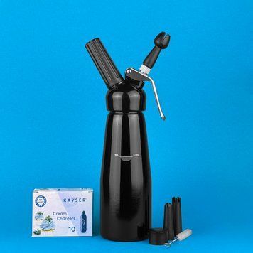Сифон для вершків Cream Whipper 500мл з балончиками чорний CW_500B_N2O фото